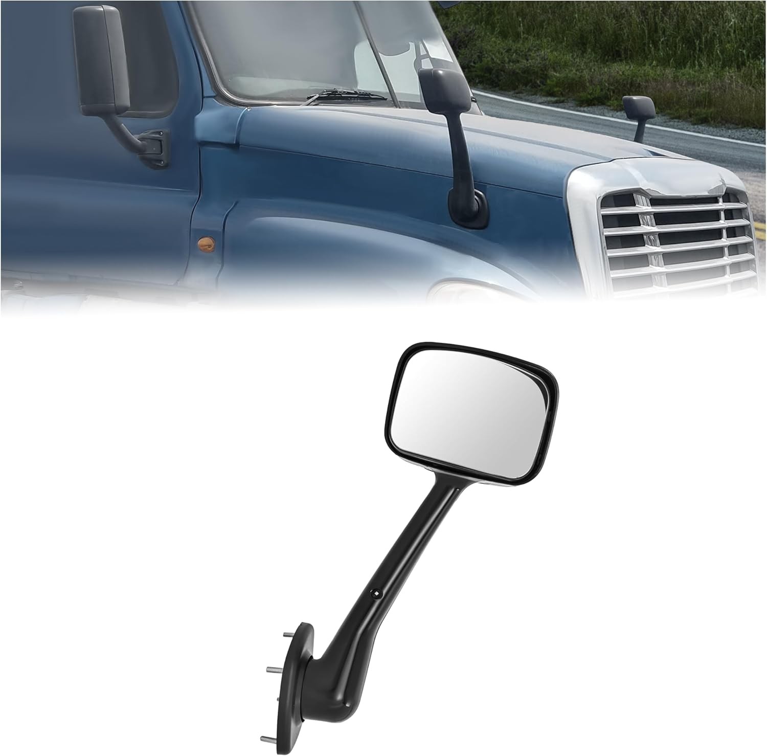 Front Right Black Hood Mirror Trucks Pickup for Freightliner Cascadia 2004-2016