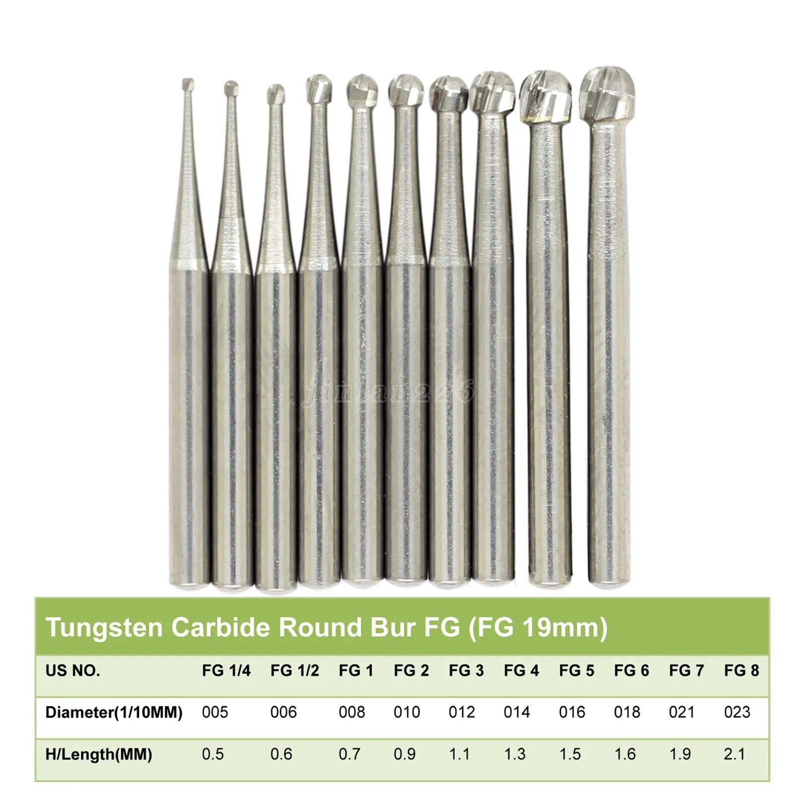 Dental Carbide Bur Round Ball Friction Grip High Speed FG1-5 330 245 701 702