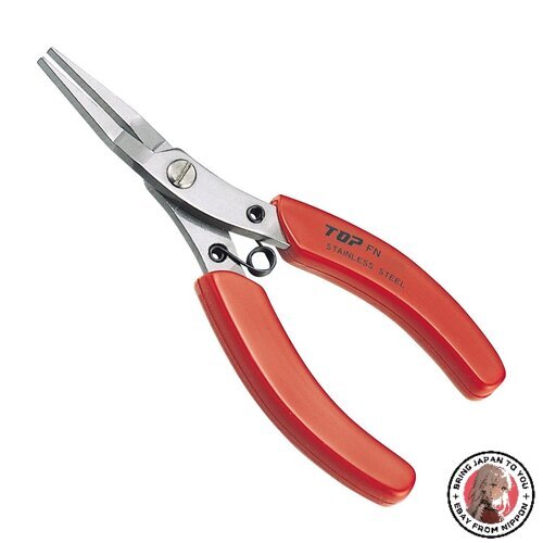 TOP Kogyo FN-100 Stainless Flat Nose Pliers 1.2mm Serration-Free Spring Japan