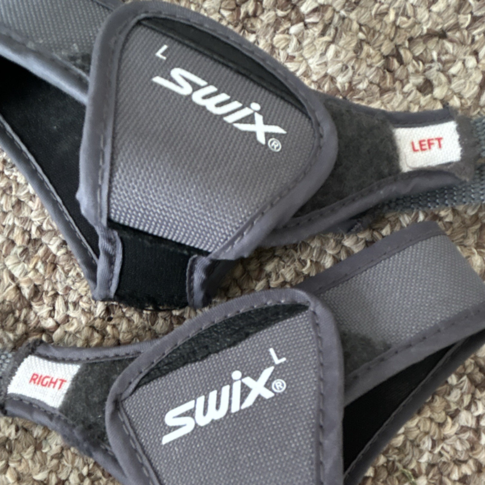 Swix Left & Right Specific Pole Straps Size L Gray Black Winter Sport