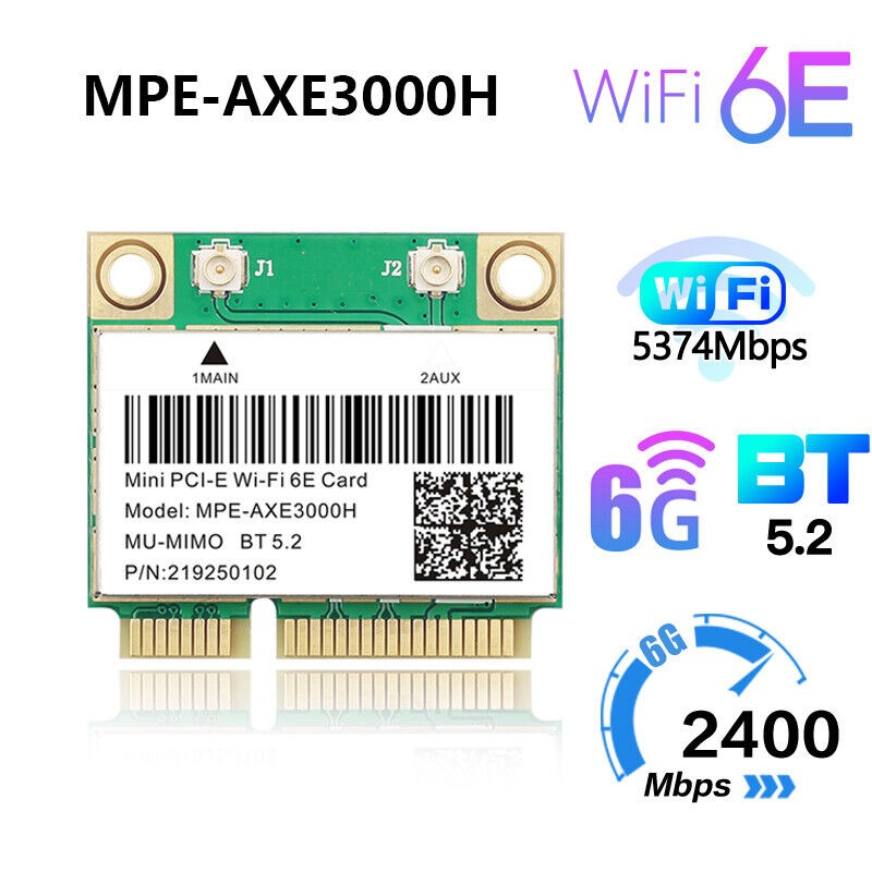 WiFi 6E Wifi Card Mini PCI-E Network Adapter 802.11AX AX210 Supports 6Ghz BT 5.2