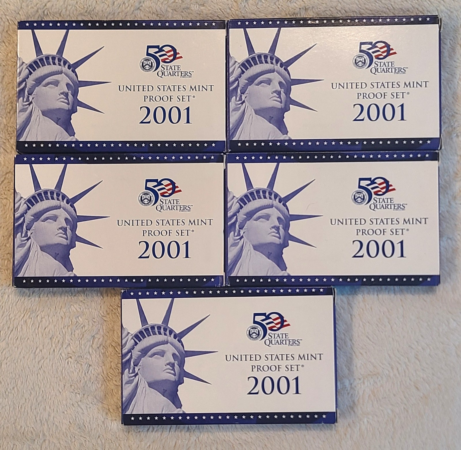 5 Set Lot 2001-S  10 Coin Proof Sets ORIGINAL