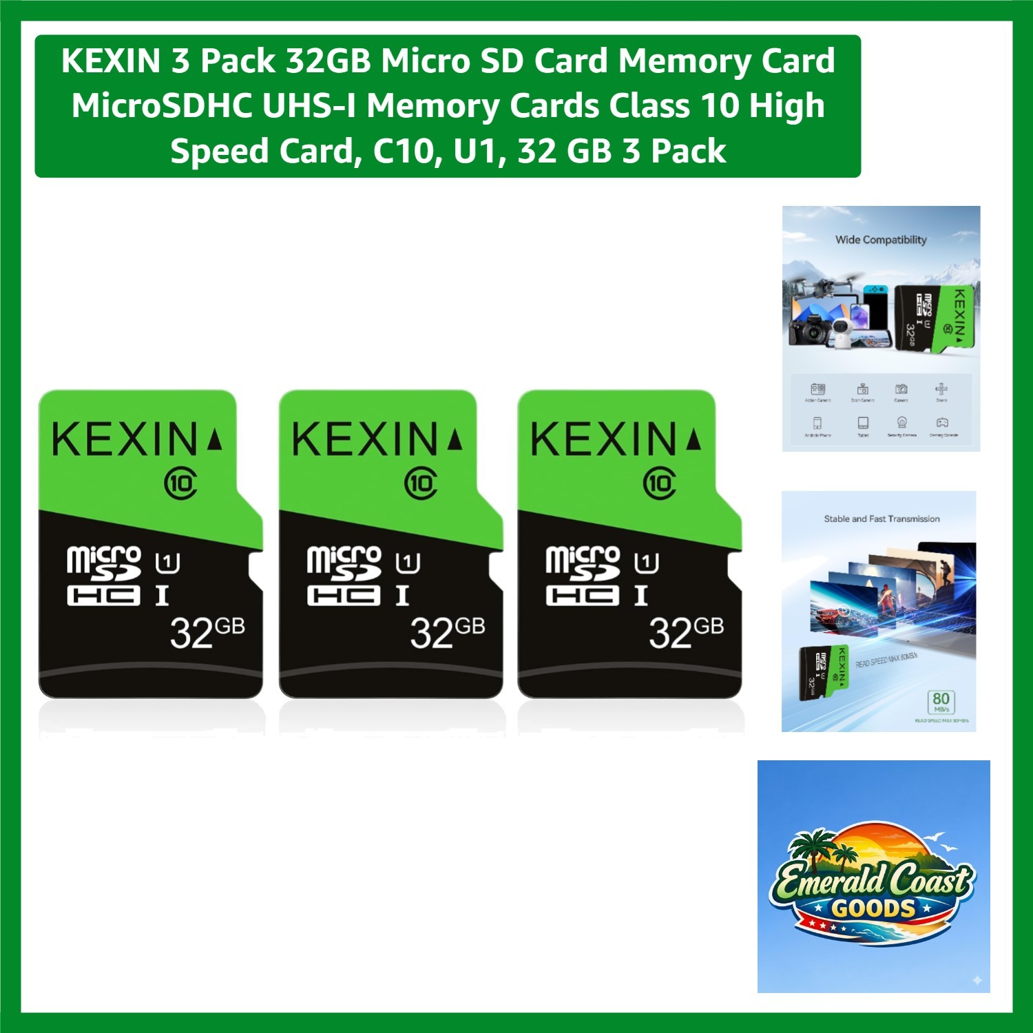 3 Pack 32GB Micro SD Cards - Water-Resistant & Shockproof for Ultimate Safety
