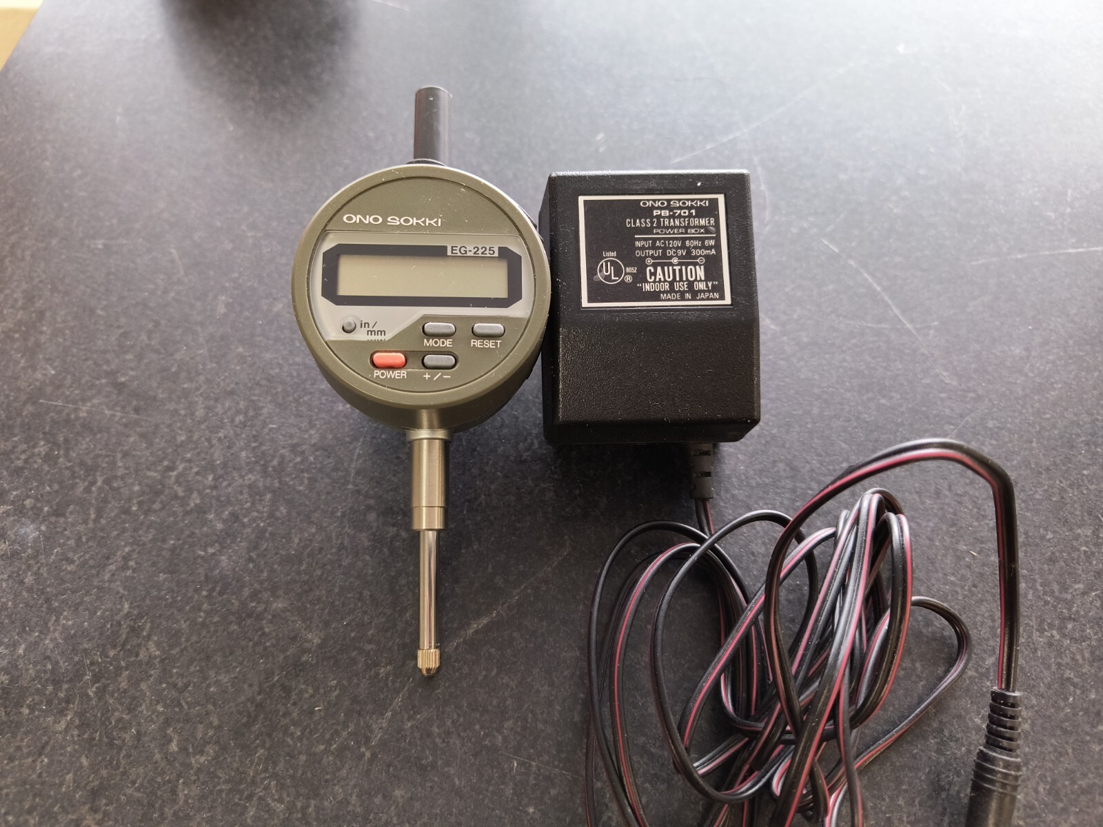 ONO Sokki Digital Indicator, 25mm range (1 inch), 0.001mm (0.00005") resolution