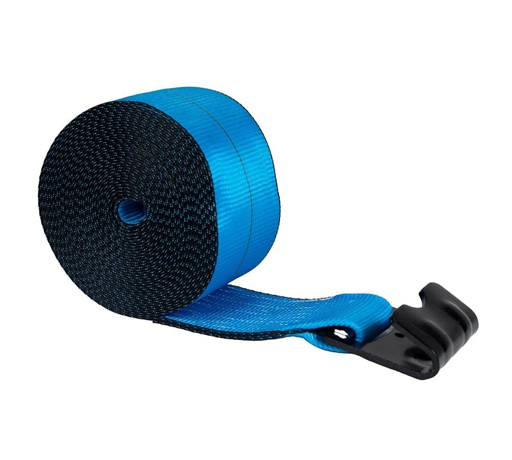 4"x40' Blue Winch Straps w/ Flat Hook WLL 5400 # Cargo Control for Flatbed Truck