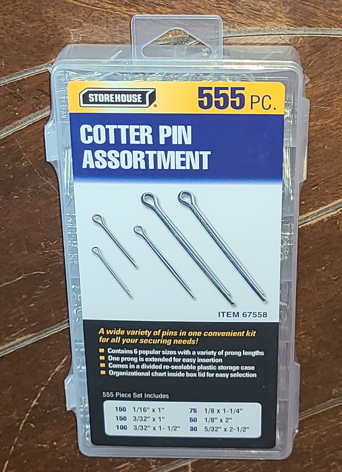 Storehouse 555pc. Cotter Pin Assortment Pack with Case! #67558