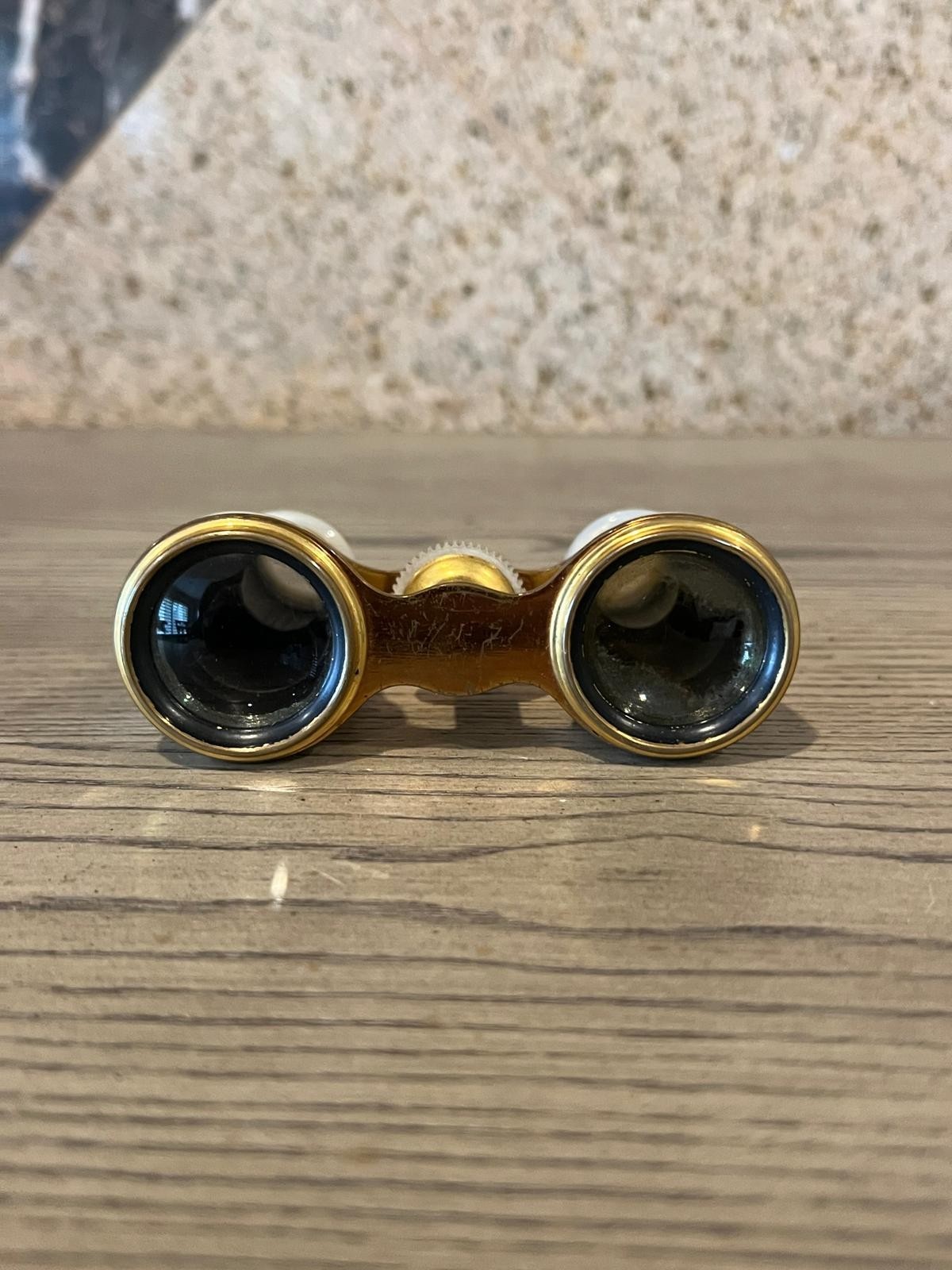 Vintage Brass French Binoculars Theater Lorg Mother of Pearl Opera Glasses