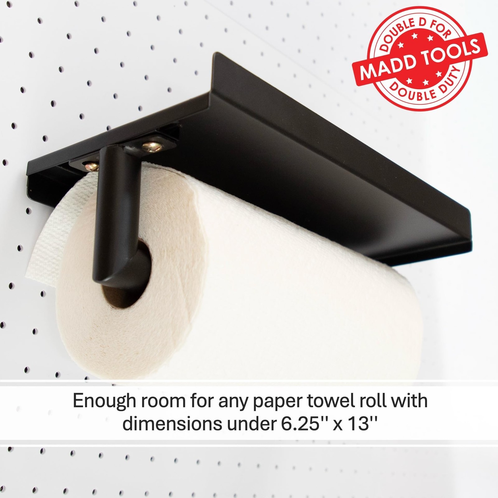 Pegboard Paper Towel Holder and Shelf, Peg Board Accessory Kit with Heavy Dut...