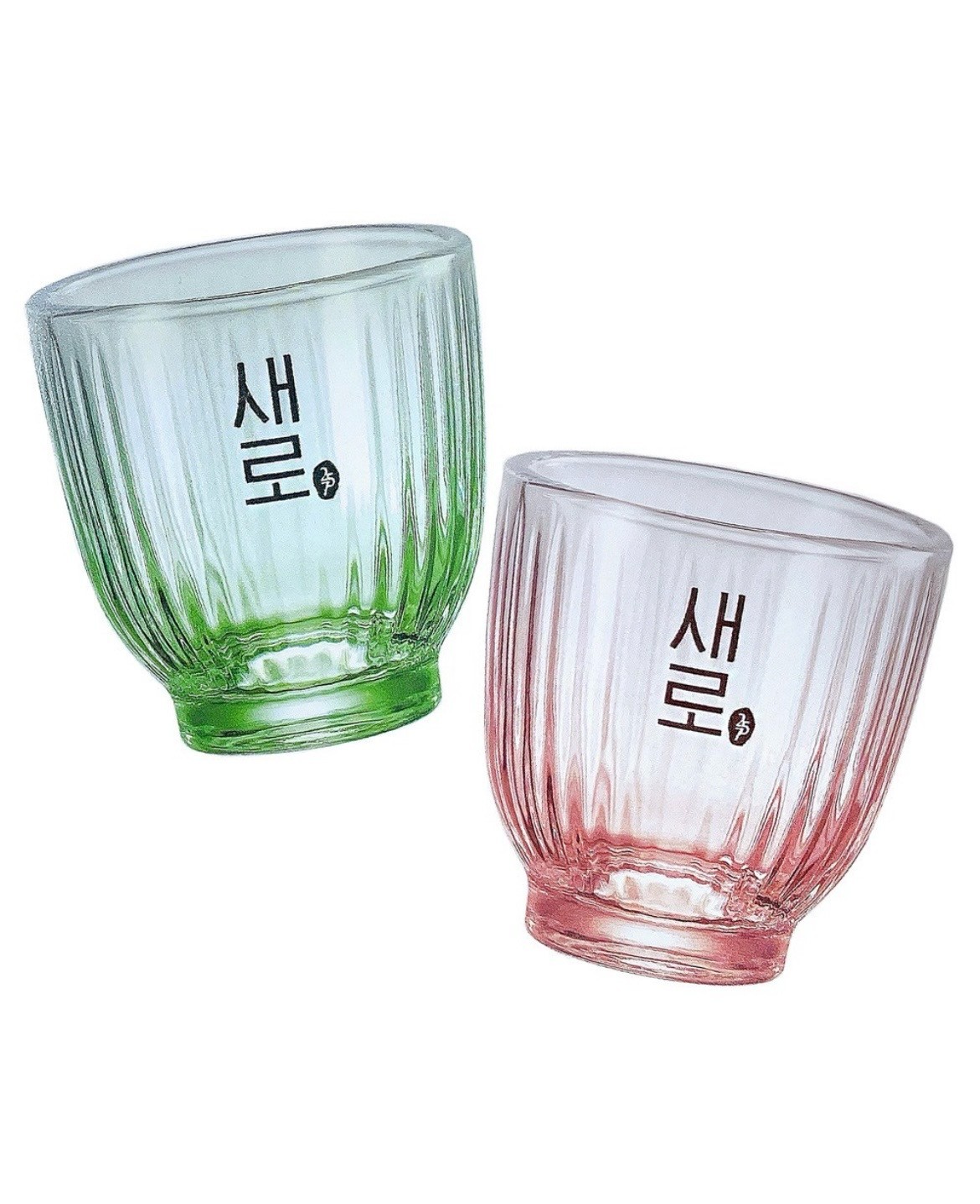 Saero Zero Sugar Soju Glass Cup Set 2P Korean Pastel Apricot Kiwi Limited