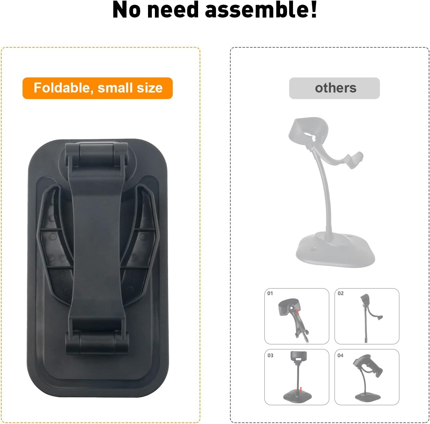 Universal Barcode Scanner Stand, Free-Installed Foldable Barcode Reader Hodlder