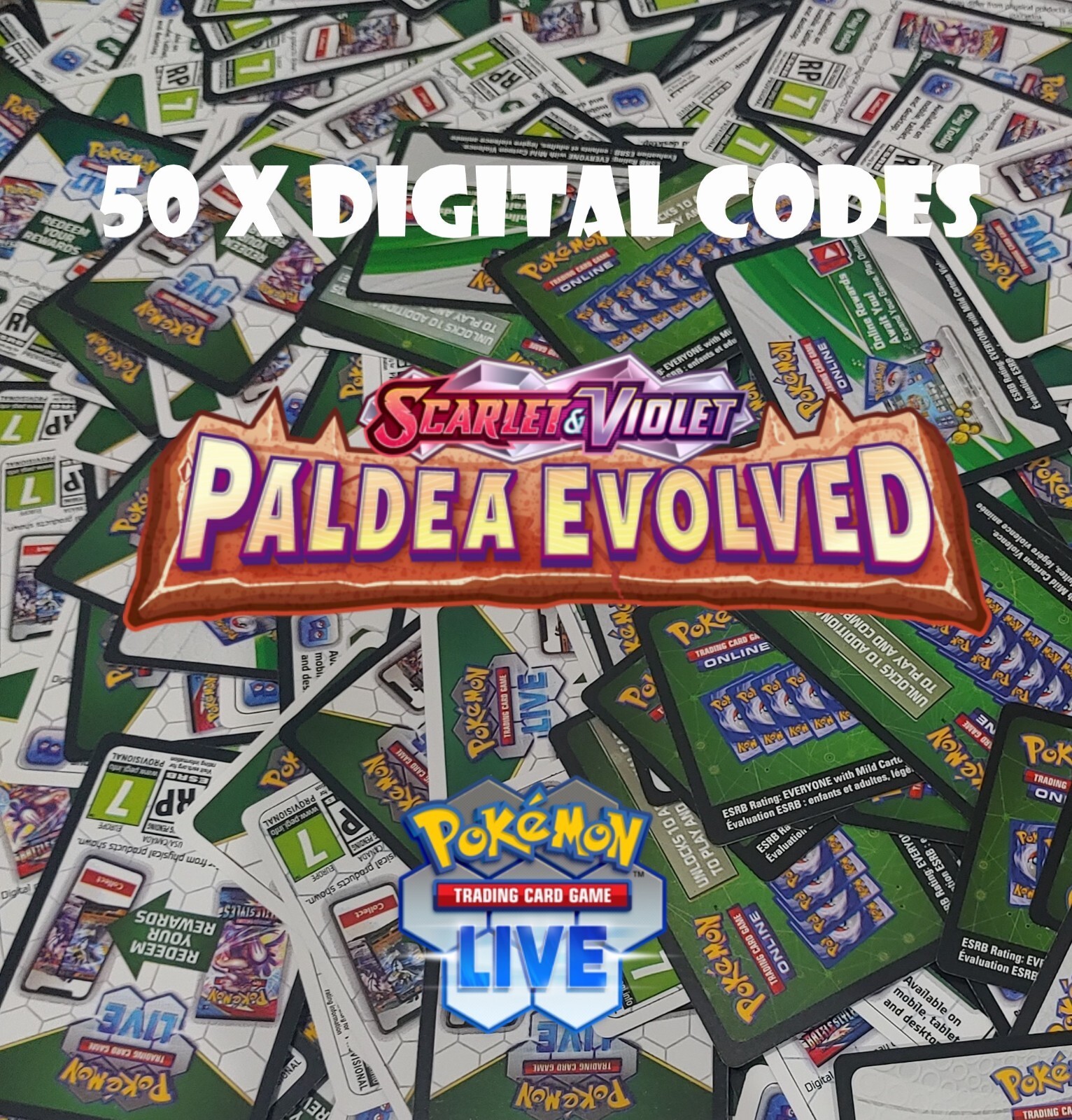 50 x Paldea Evolved PTCG Live Digital Booster Codes Sent Via Ebay Messages