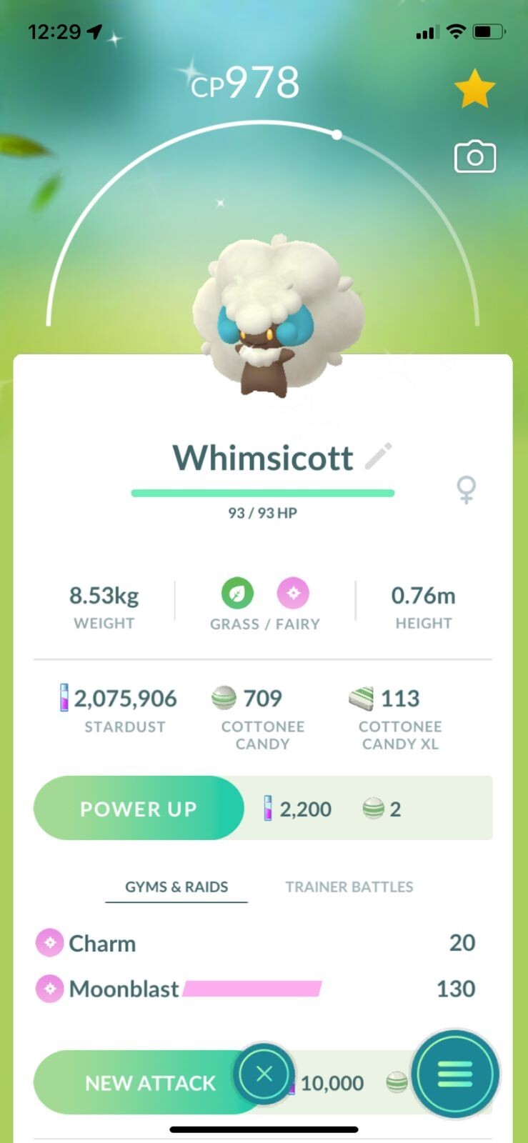 SHINY ✨ WHIMSICOTT!!! ✨ - PKMN GO!!! - NOT REGISTERED!!!