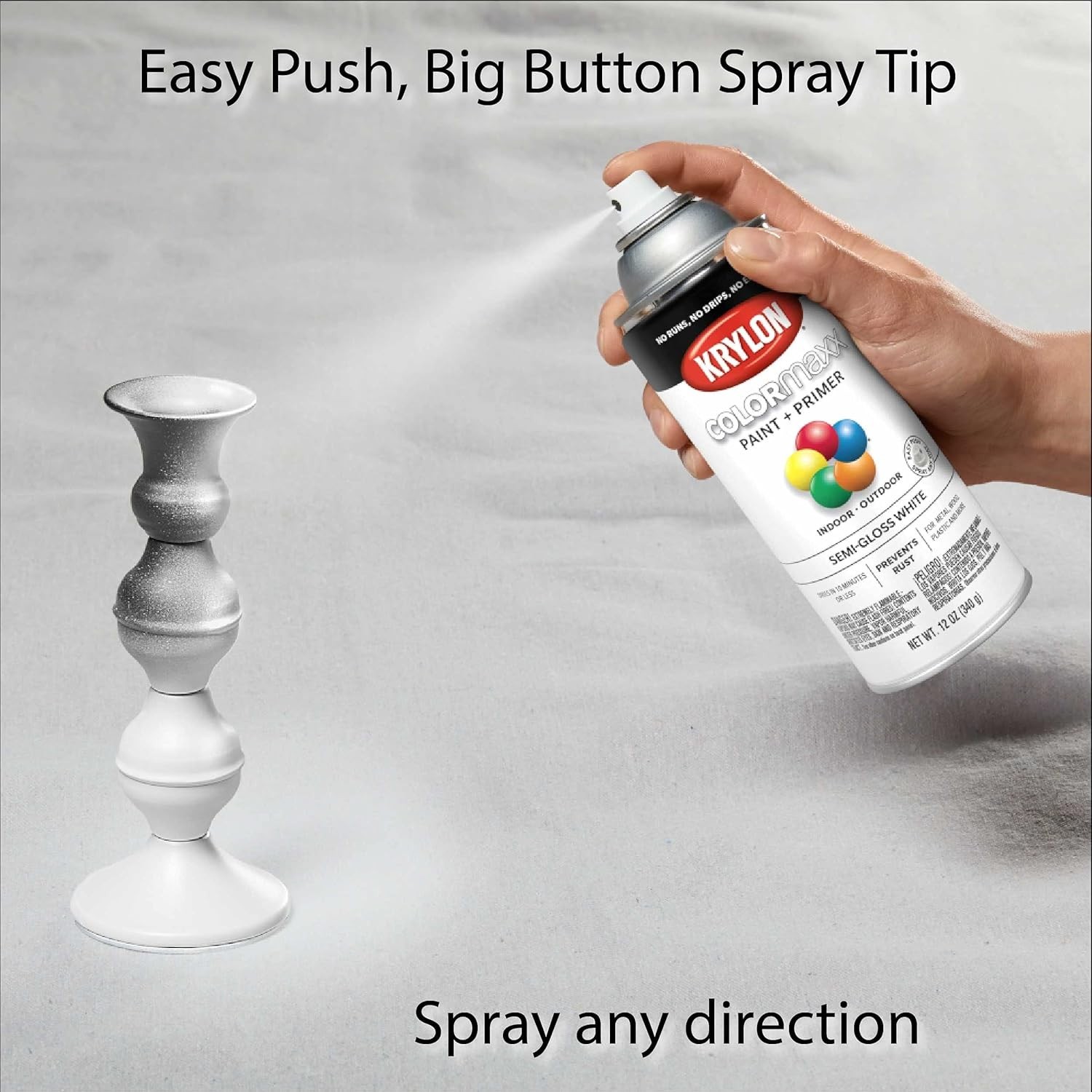 COLORmaxx Gloss Ivory Spray Paint & Primer - Fast-Drying, Rust Resistant, 12 oz