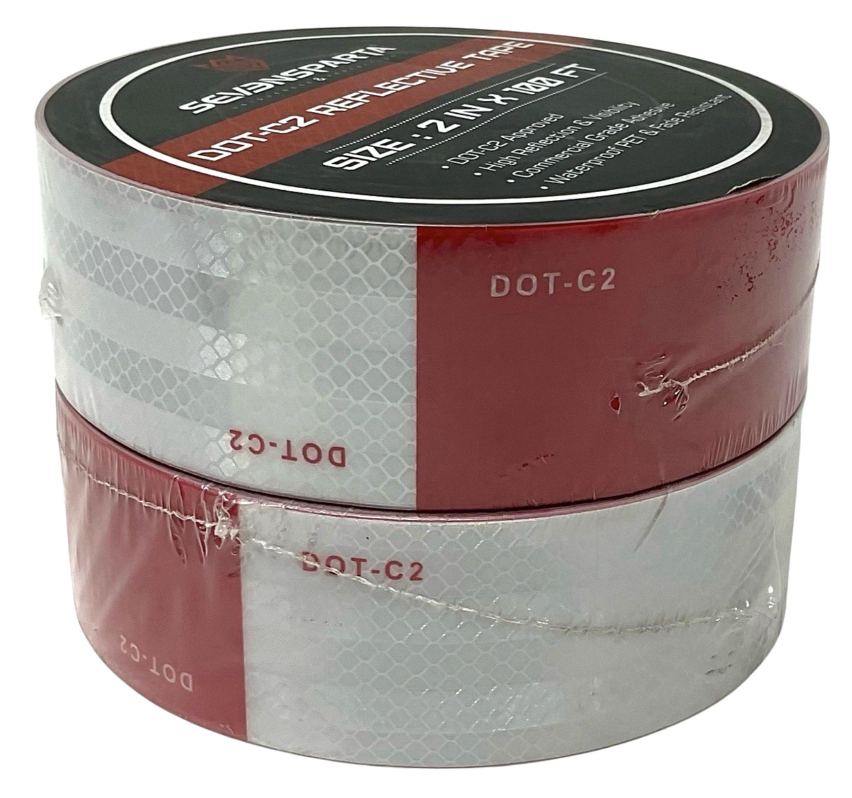 2 Rolls DOT‑C2 Conspicuity Tape Red/White Reflective Safety Tape 2” x 100’ 0000