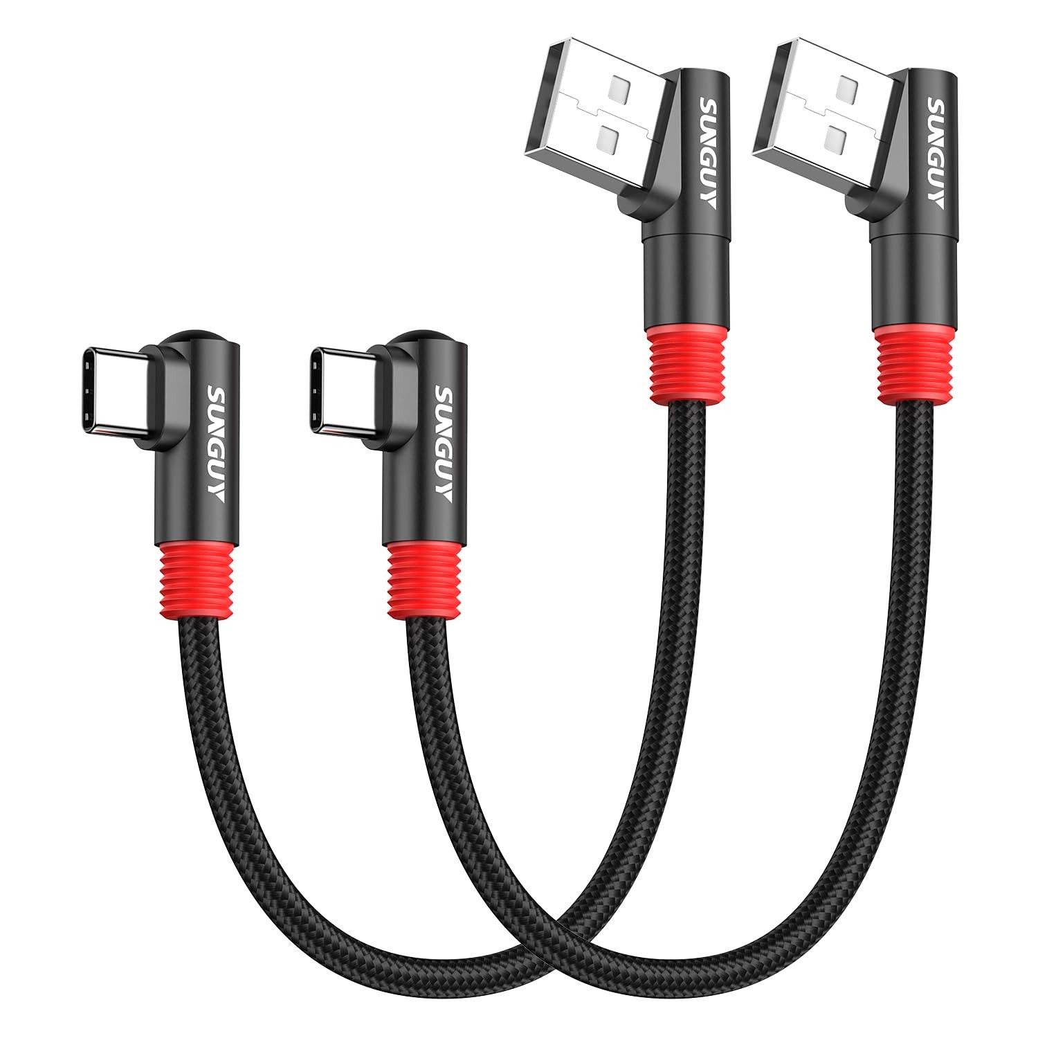 6 inch/0.15M Right Angle USB C to A Cable 2Pack, 3A Short 90 Degree USB to USBC