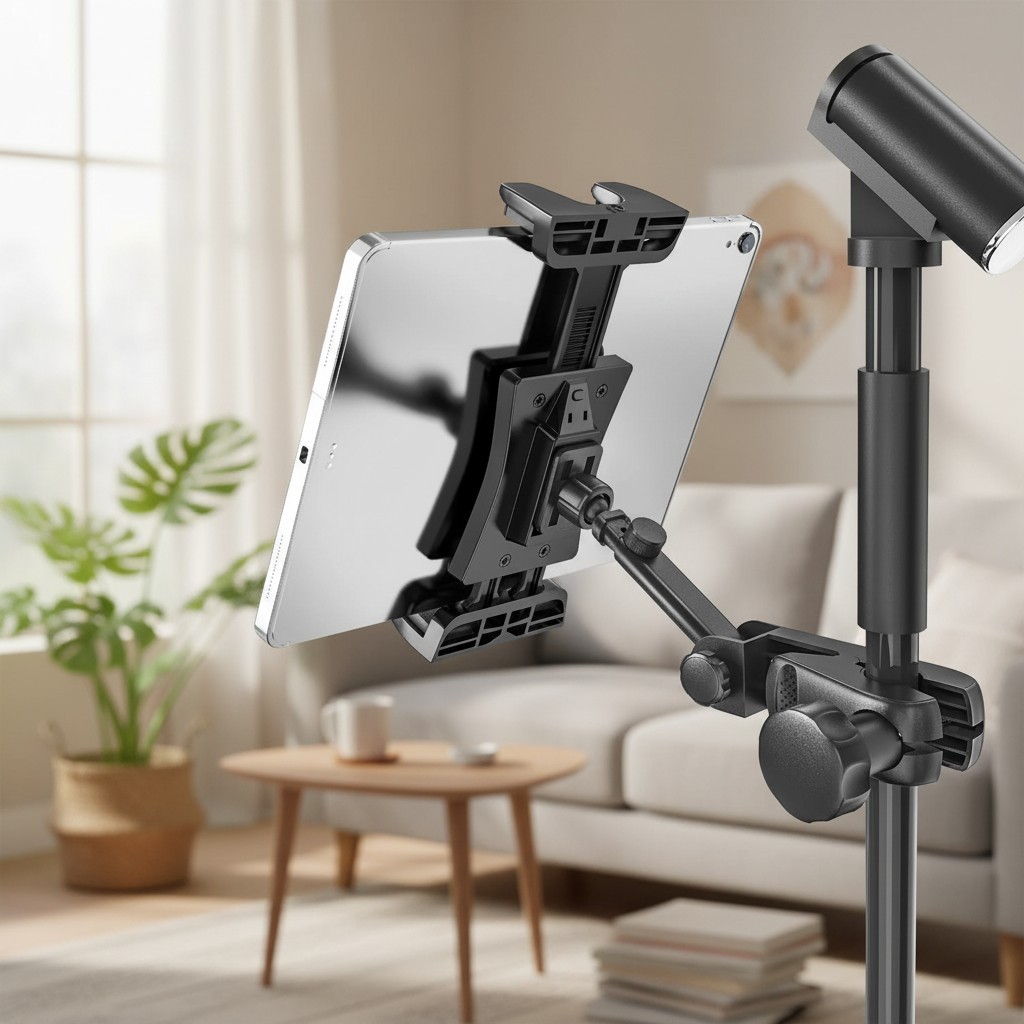 Tablet Holder for Microphone Stand, Mic Music Stand Tablet Holder for iPad, S...
