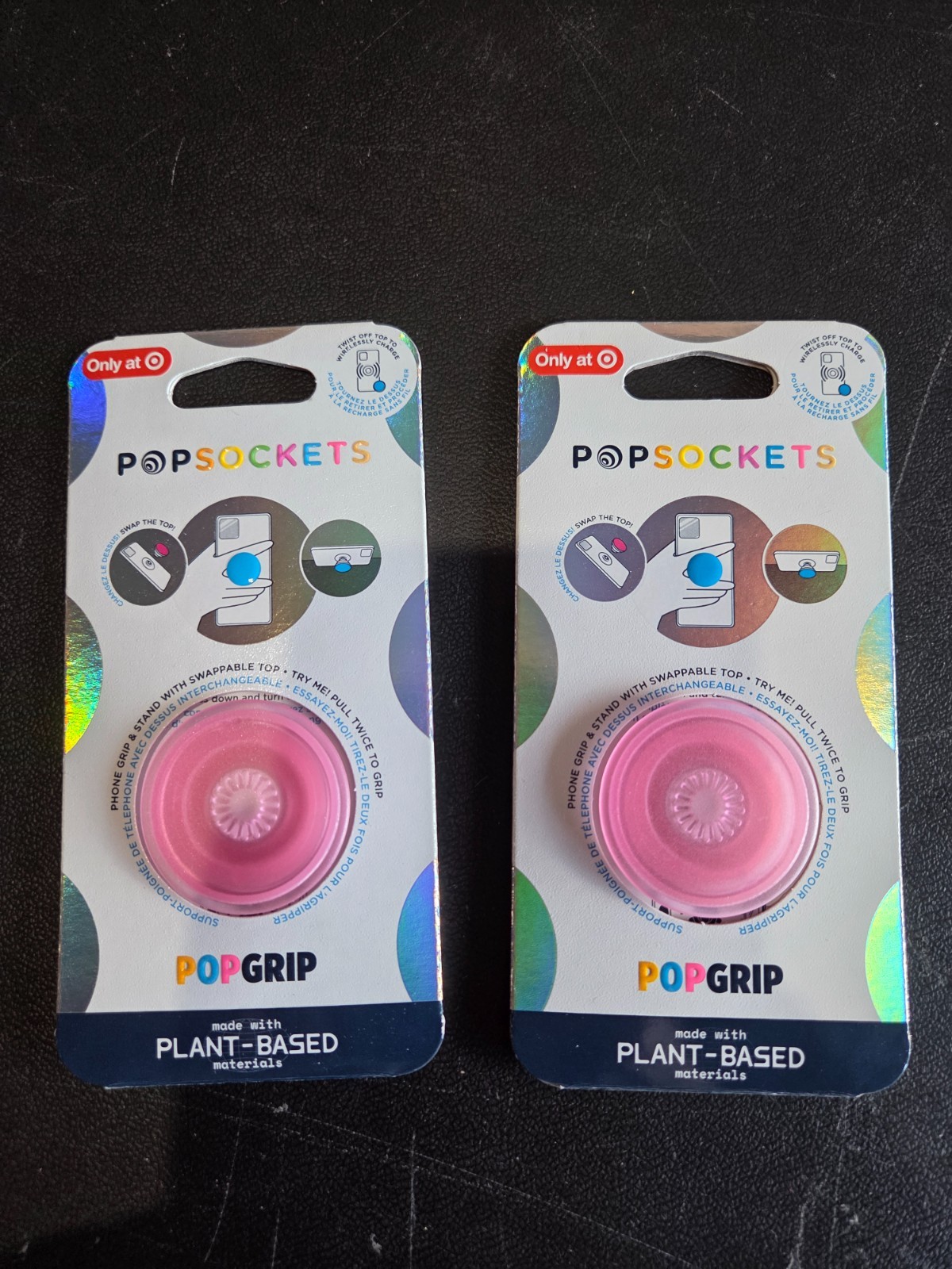 PopSockets PopGrip Cell Phone Grip & Stand Pink Rose Collapsible Lot of 2