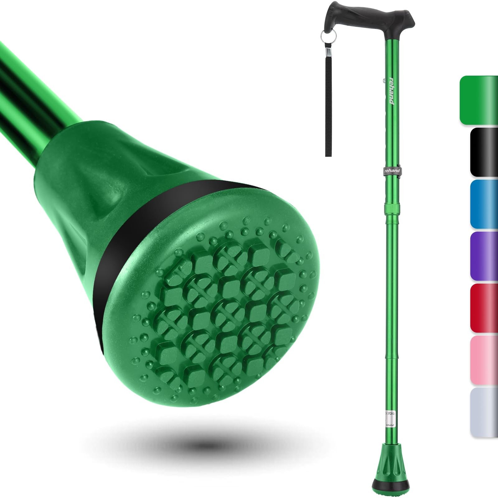 Foldable Adjustable Walking Cane Heavy Duty All Terrain Tip Travel Bag