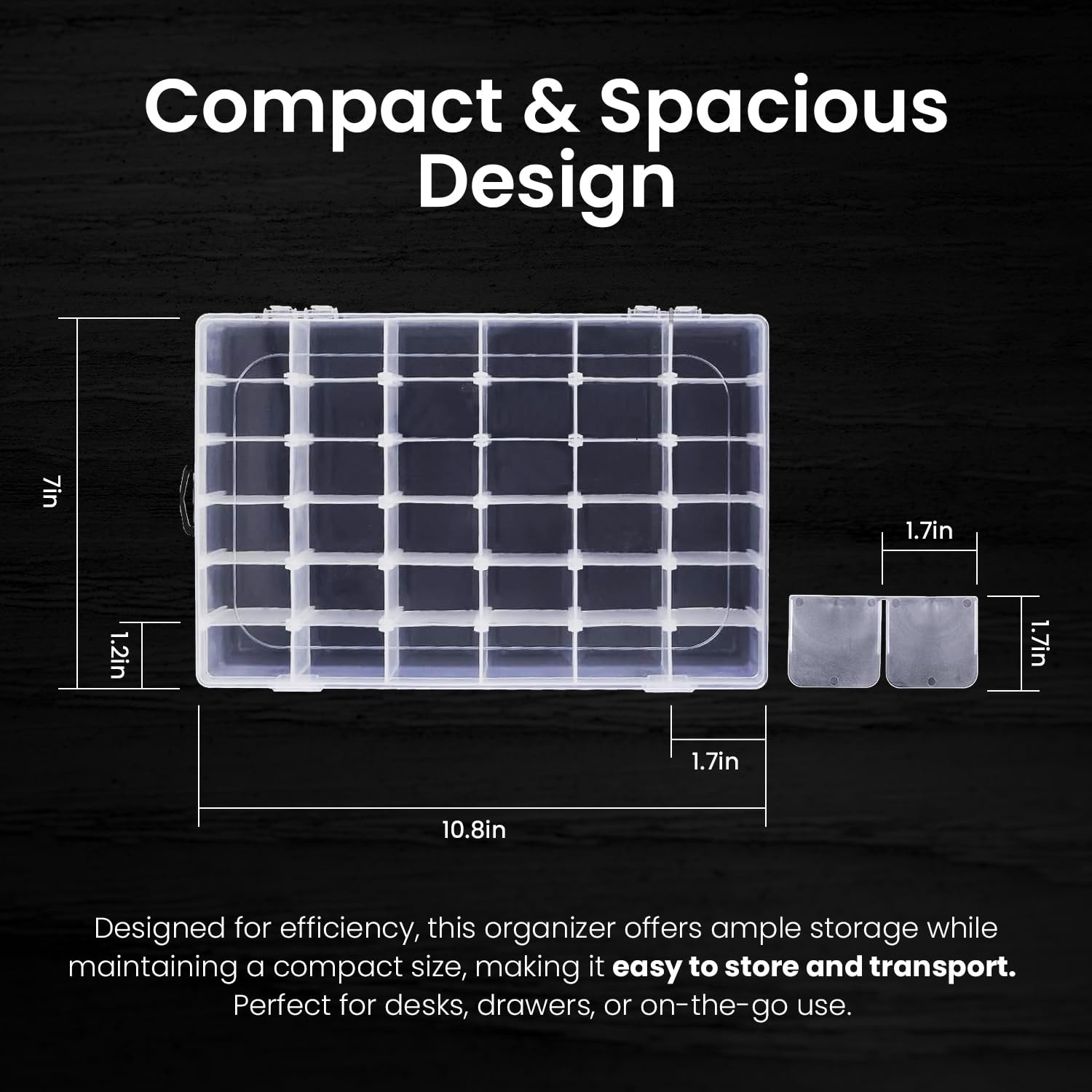 4pack 36 Grids Plastic Clear Organizer Box Bead Storage Containers with 4