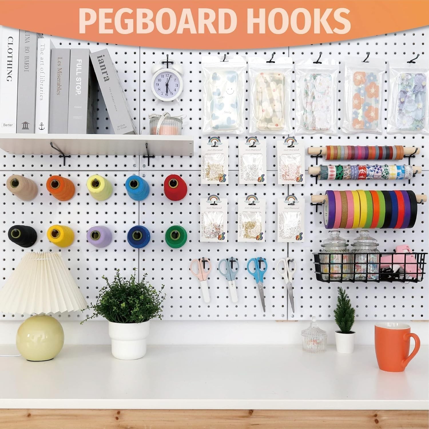 Versatile 50-Piece Heavy-Duty Pegboard Hooks - Fits Standard Boards, Rust-Proof