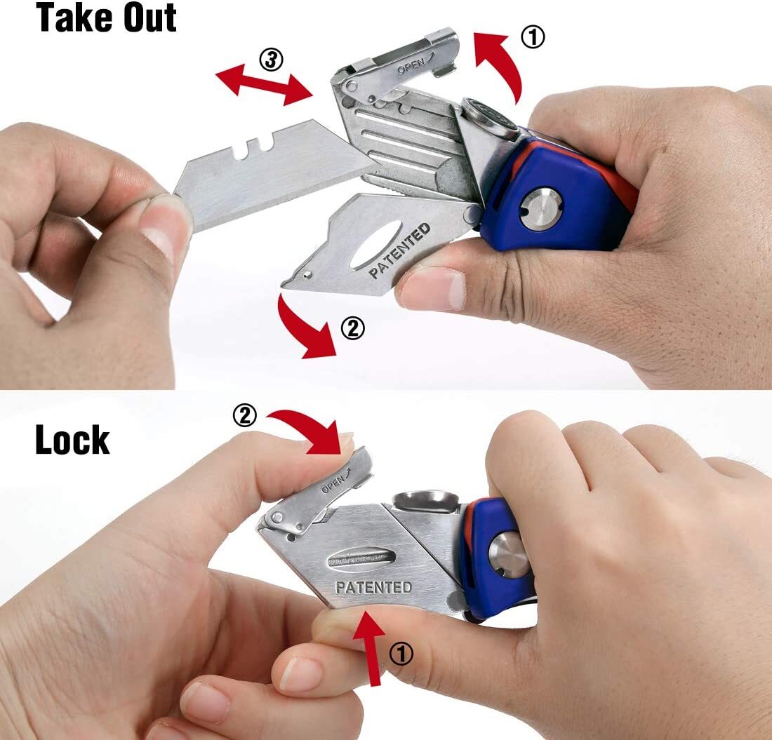 WORKPRO Folding Utility Knife 2PCS Set Quick-Change Blade w/ 10PCS Extra Blades