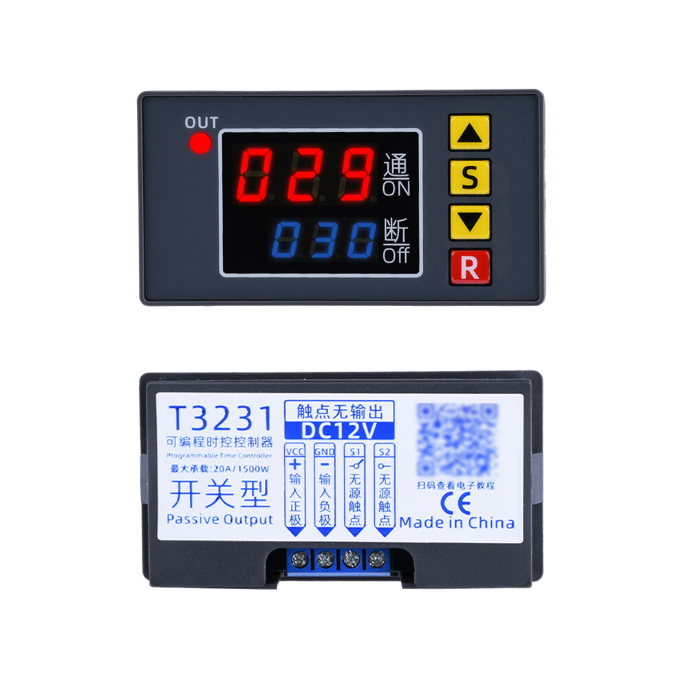 DC 12V Digital LED Dual Display Cycle Timing Delay Timer Relay Module 0-999 Hour