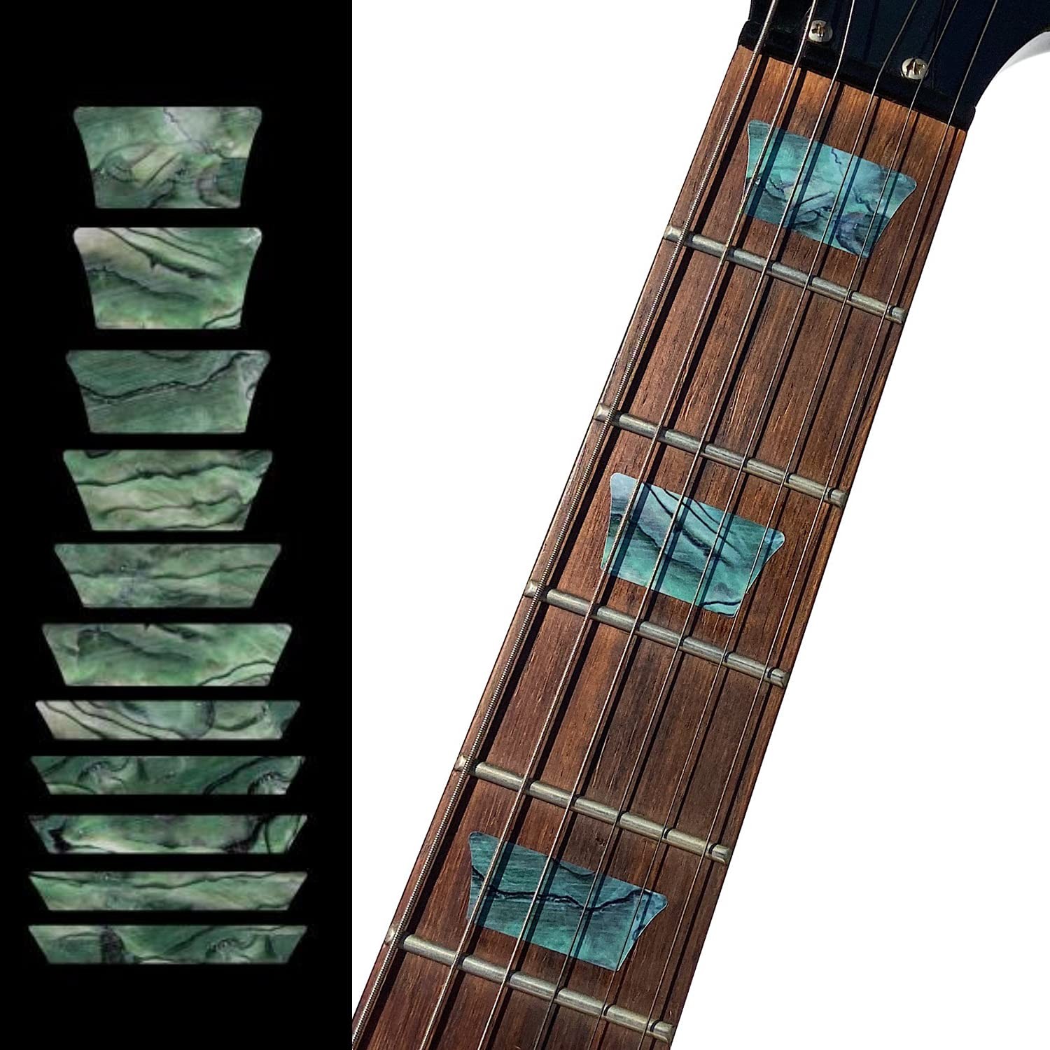 Inlay Sticker Fret Markers for Guitars & Bass - Dish/Trapezoid Abalone Green