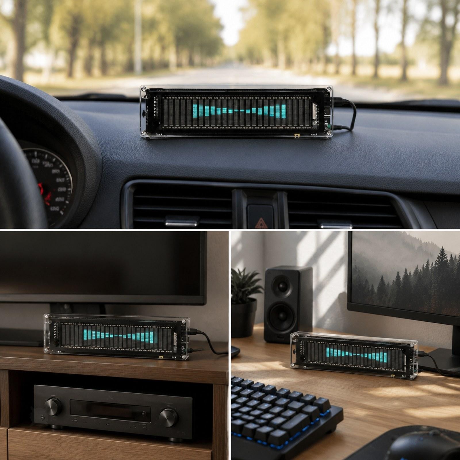 LED Music Spectrum Indicator Audio Level Analyzer Acrylic Material Display for