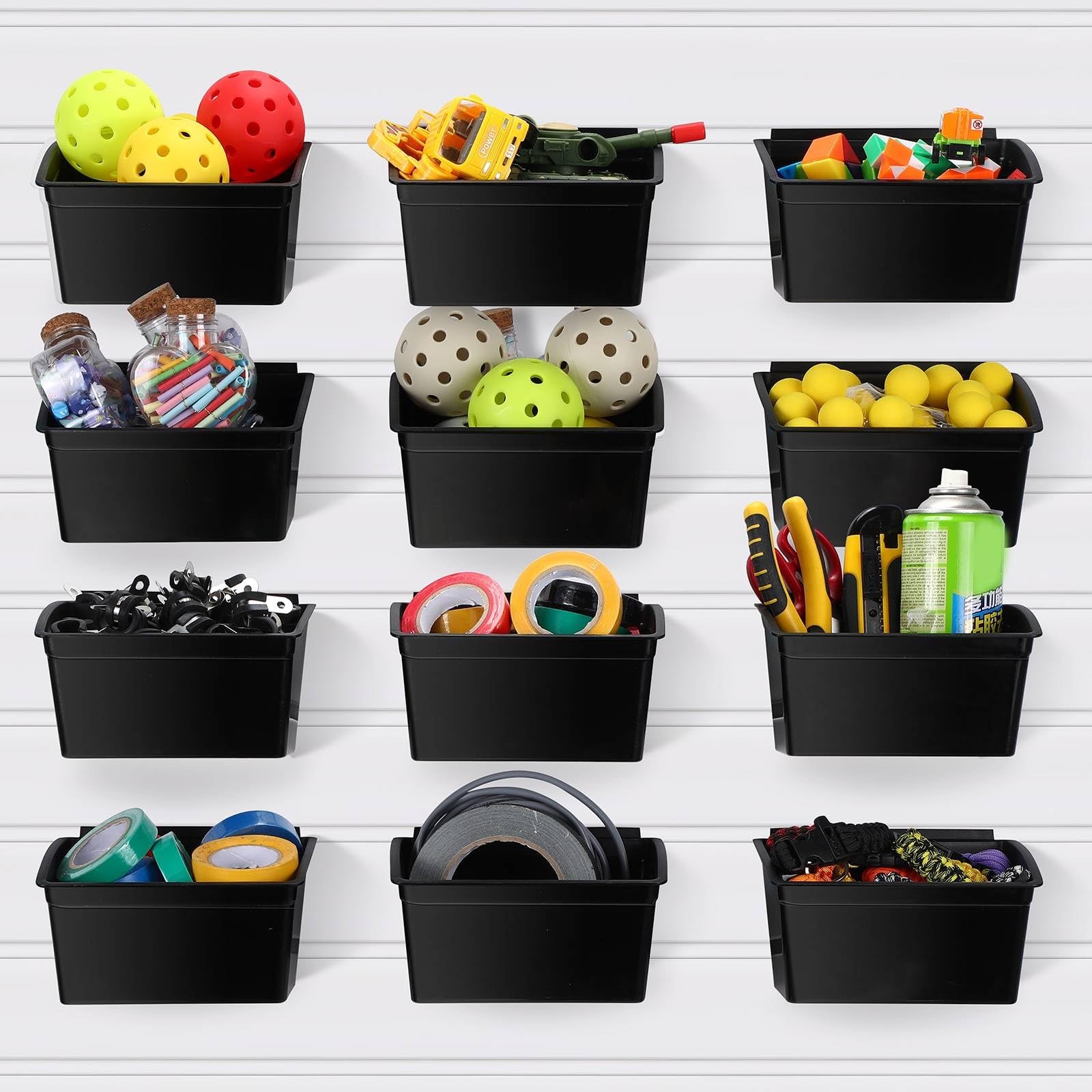 Unittype 12 Pcs Storage Bin Plastic Slatwall Bins for Slatwall Organizer Slatwal
