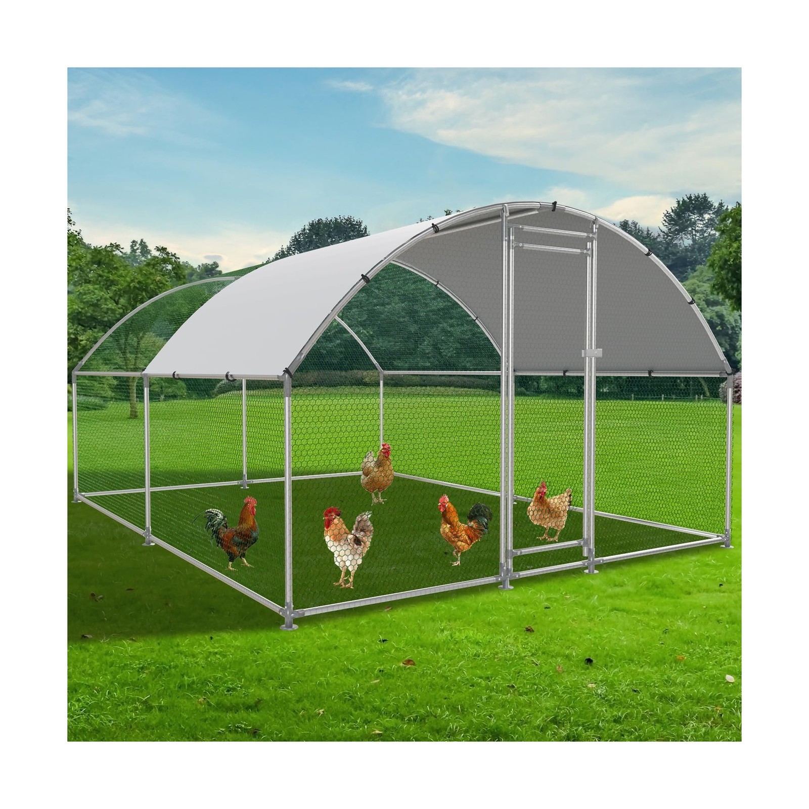 NUGRIART Large Metal Chicken Coop, Outdoor cage Run with Waterproof and Anti-...