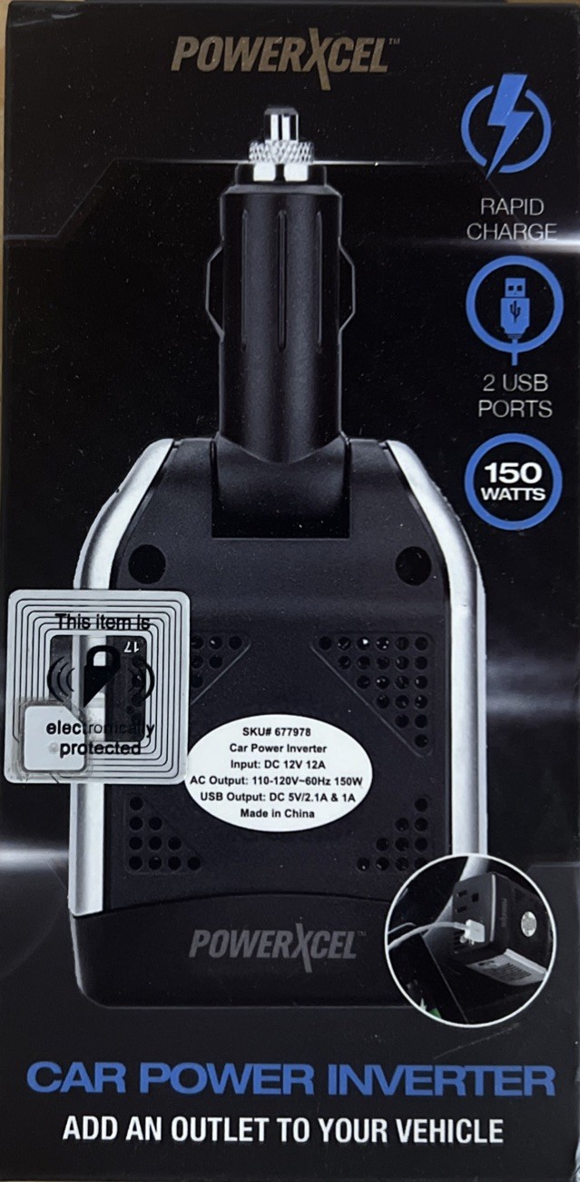 Powerxcel 150 Watts Car Power Inverter - 2 USB ports/ 1 AC outlet NEW SEALED BOX