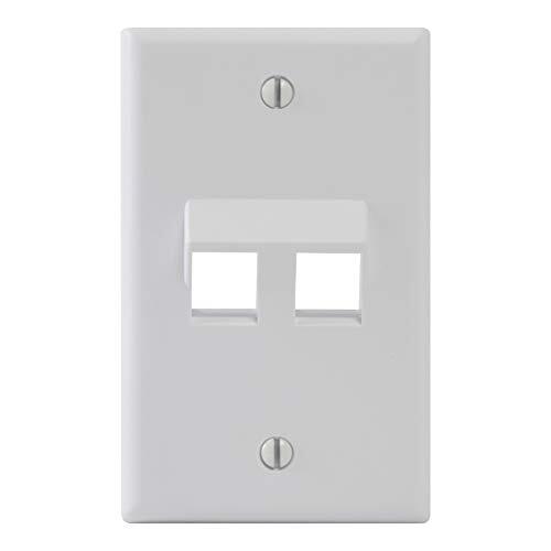 ICC Angled Faceplate with Two Angled Ports for EZ/HD Style in Single Gang, White