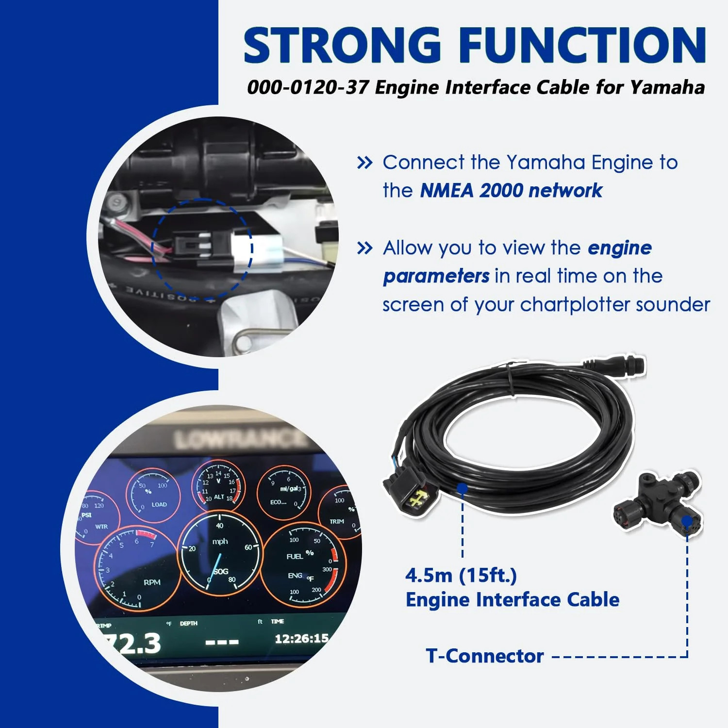 Replace for Yamaha Engine Interface Cable with T-Connector, for Yamaha 2006 & Ne