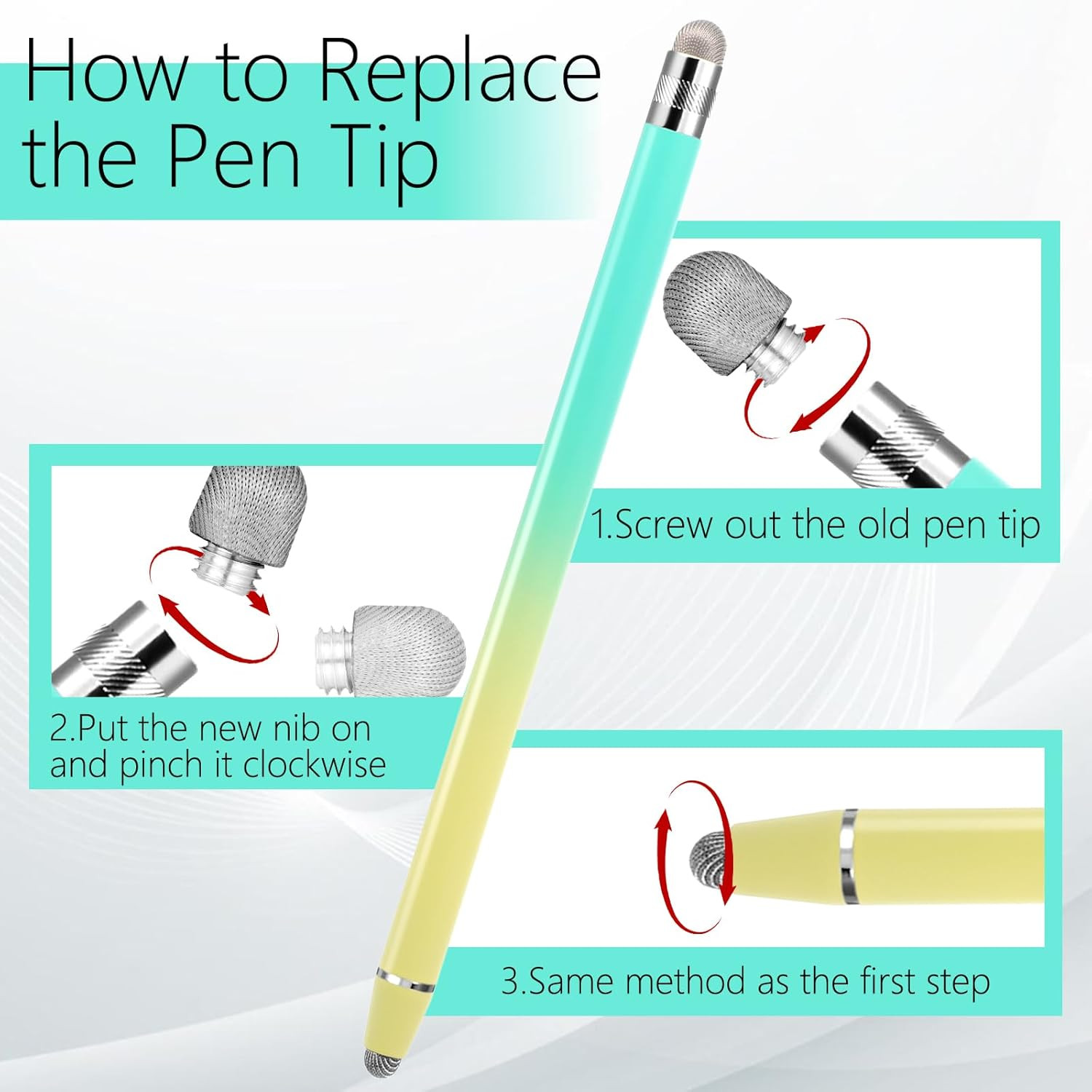 6 Pcs Stylus Pens for Touch Screens, Tablet Pens with Precision Double Fiber ...