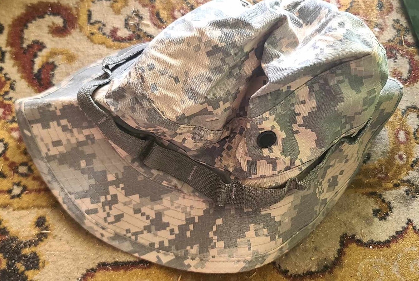 BRAND NEW US Military Hat, Sun, ACU Ripstop Nylon Boonie Cap, Size 7-3/8