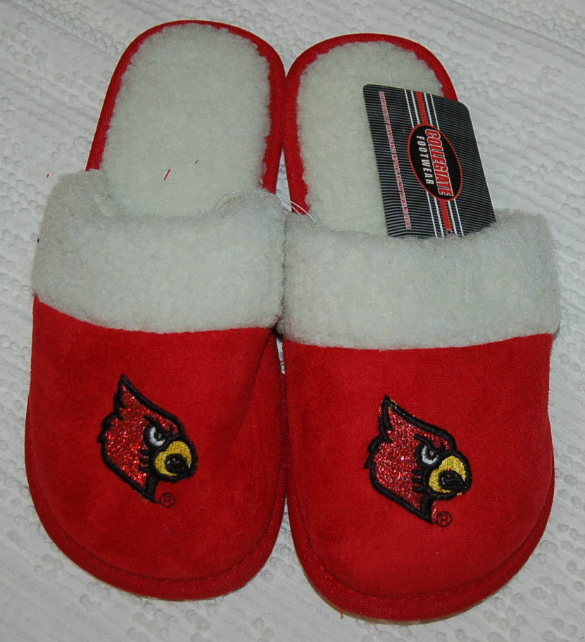 WOMENS Slippers COLLEGIATE FOOTWEAR Red CARDINALS Bird XL 11-12 PLUSH  Open Back