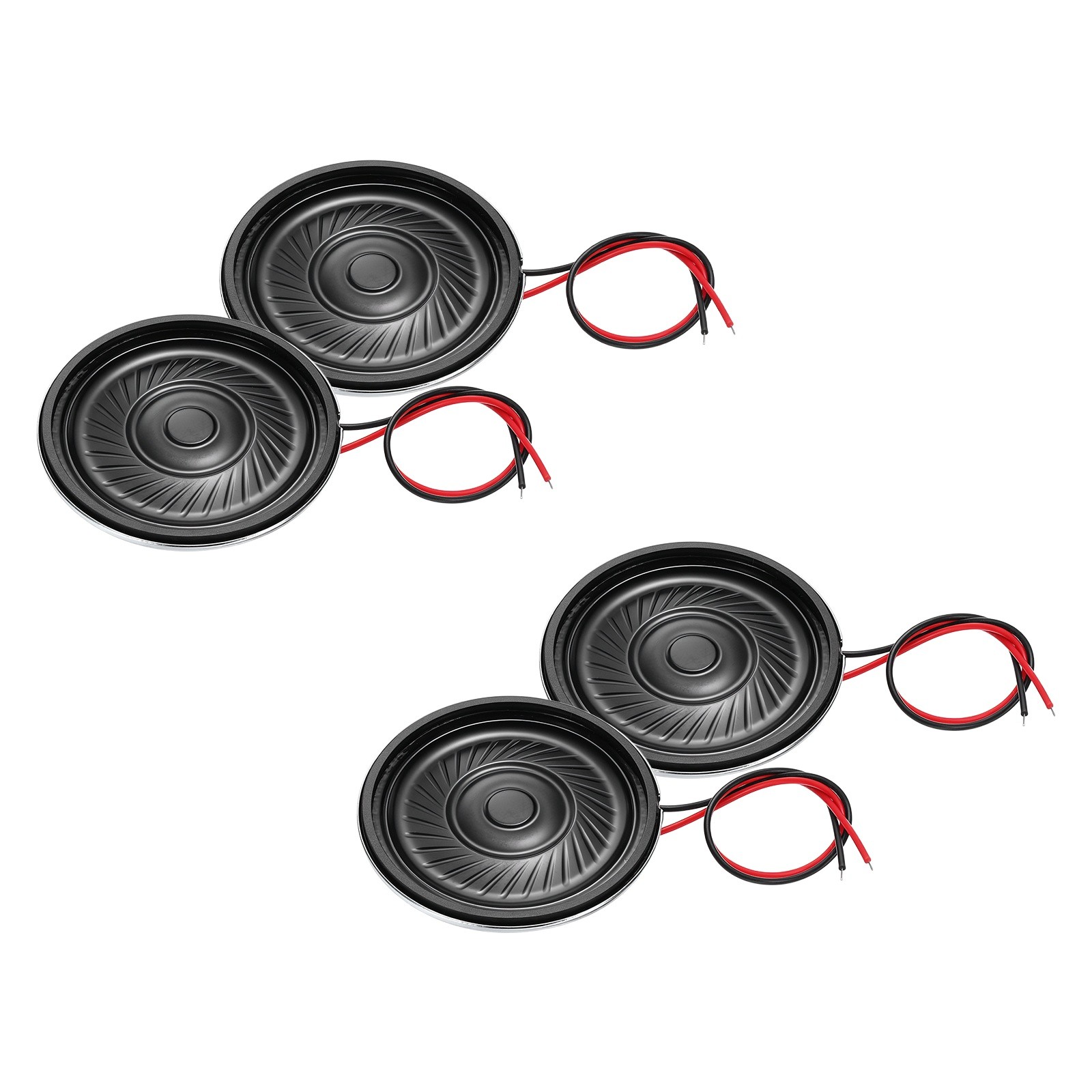 4 Pcs 1W 8 Ohm Small Speakers Metal Round Speaker with Wires, 36x5mm Black