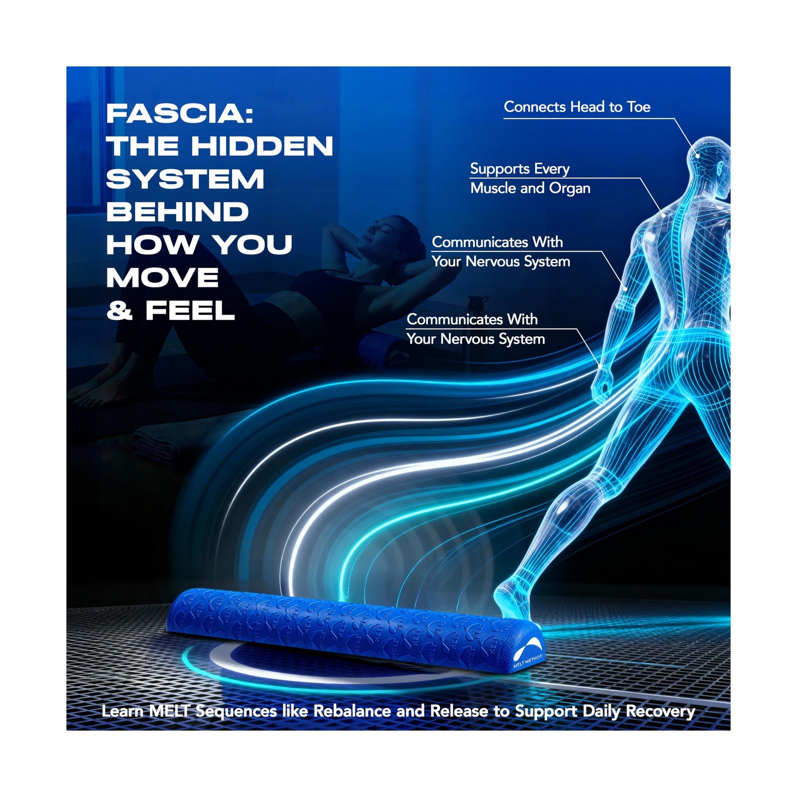 MELT Method 36 Inch Half Foam Roller for Back w/FasciaTherapy Techn... Fast Ship