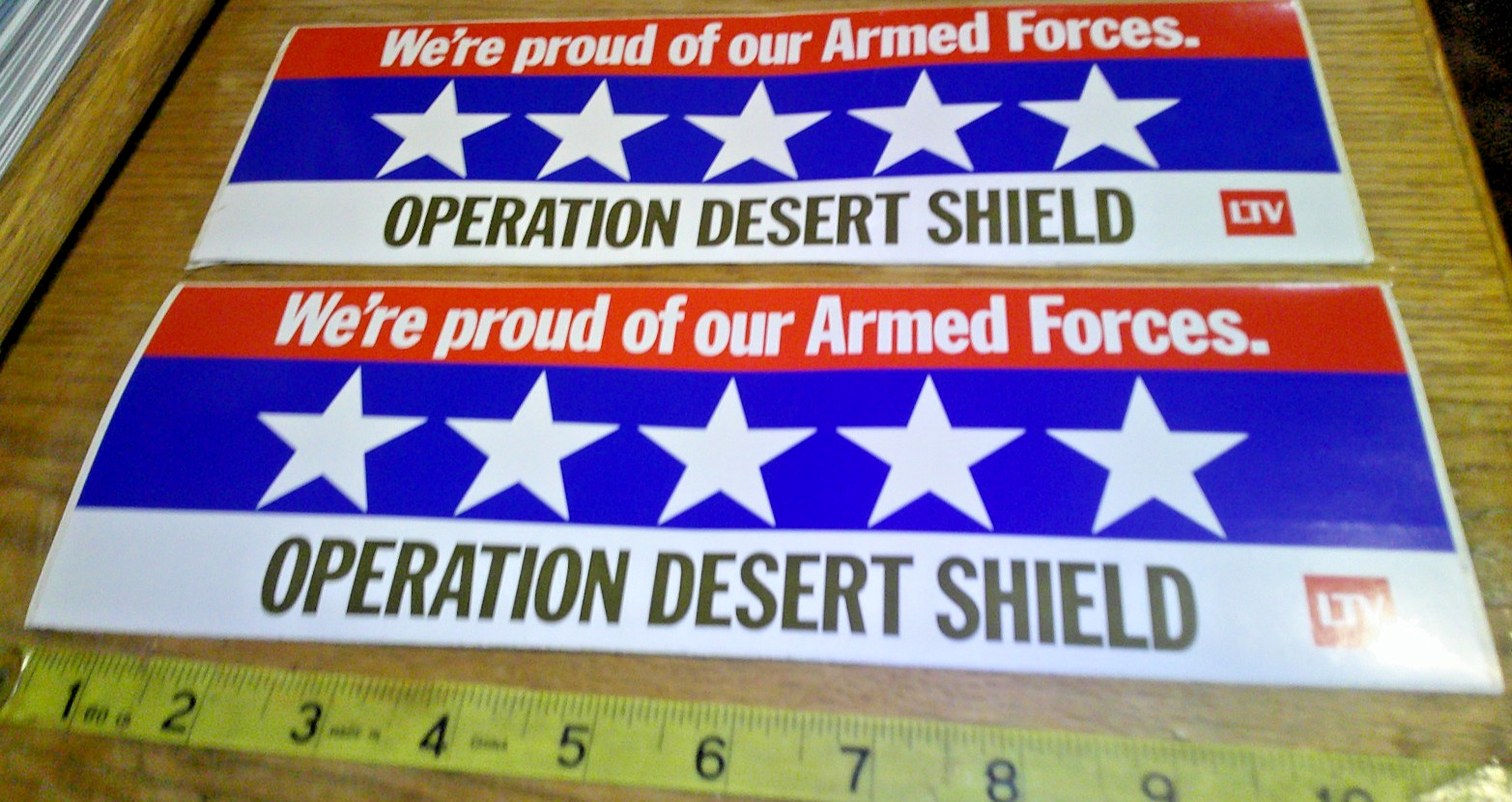 2 1990 Operation Desert Shield Proud Of Our Armed Forces Bumper Stickers LTV