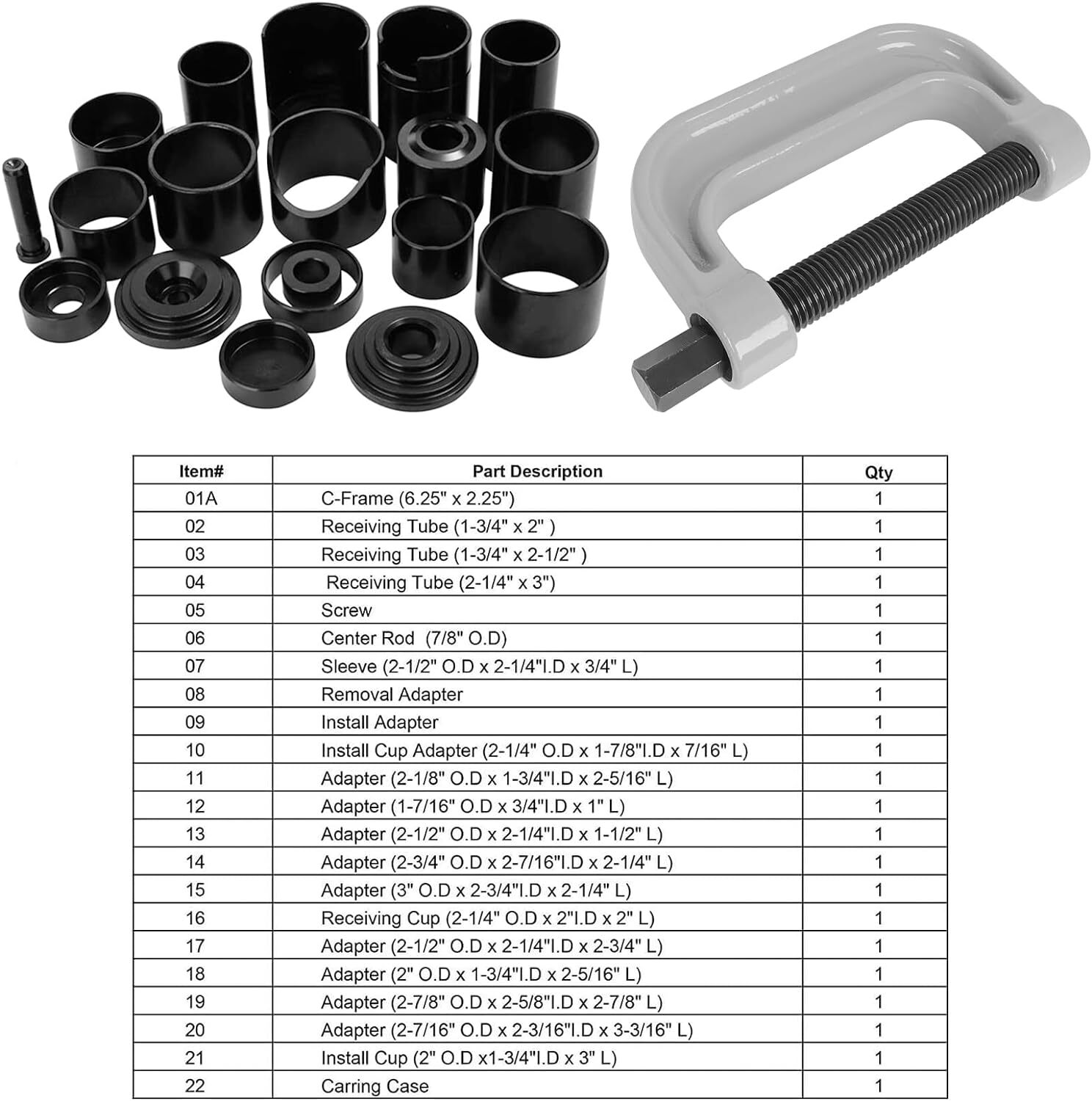 21PC C-PRESS BALL JOINT MASTER SET SERVICE KIT REMOVAL INSTALLER 2/4WD AUTO