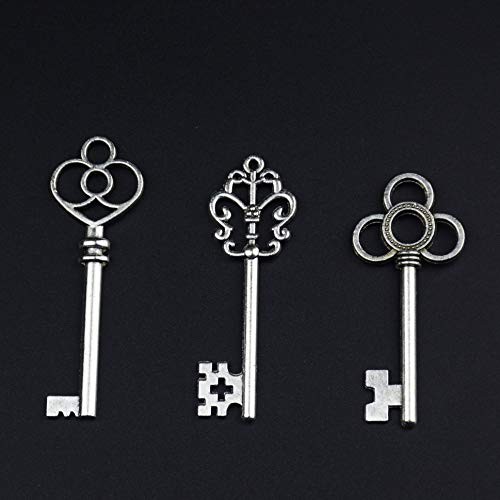 Mixed Set of 30 Large Skeleton Keys in - Set of 30 Keys Antique Silver