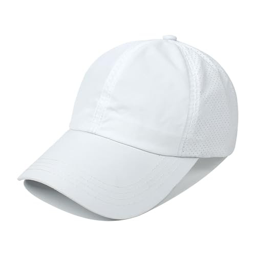 Ponytail Hat for Womens, Quick Drying Mesh Ponytail Hole One Size White