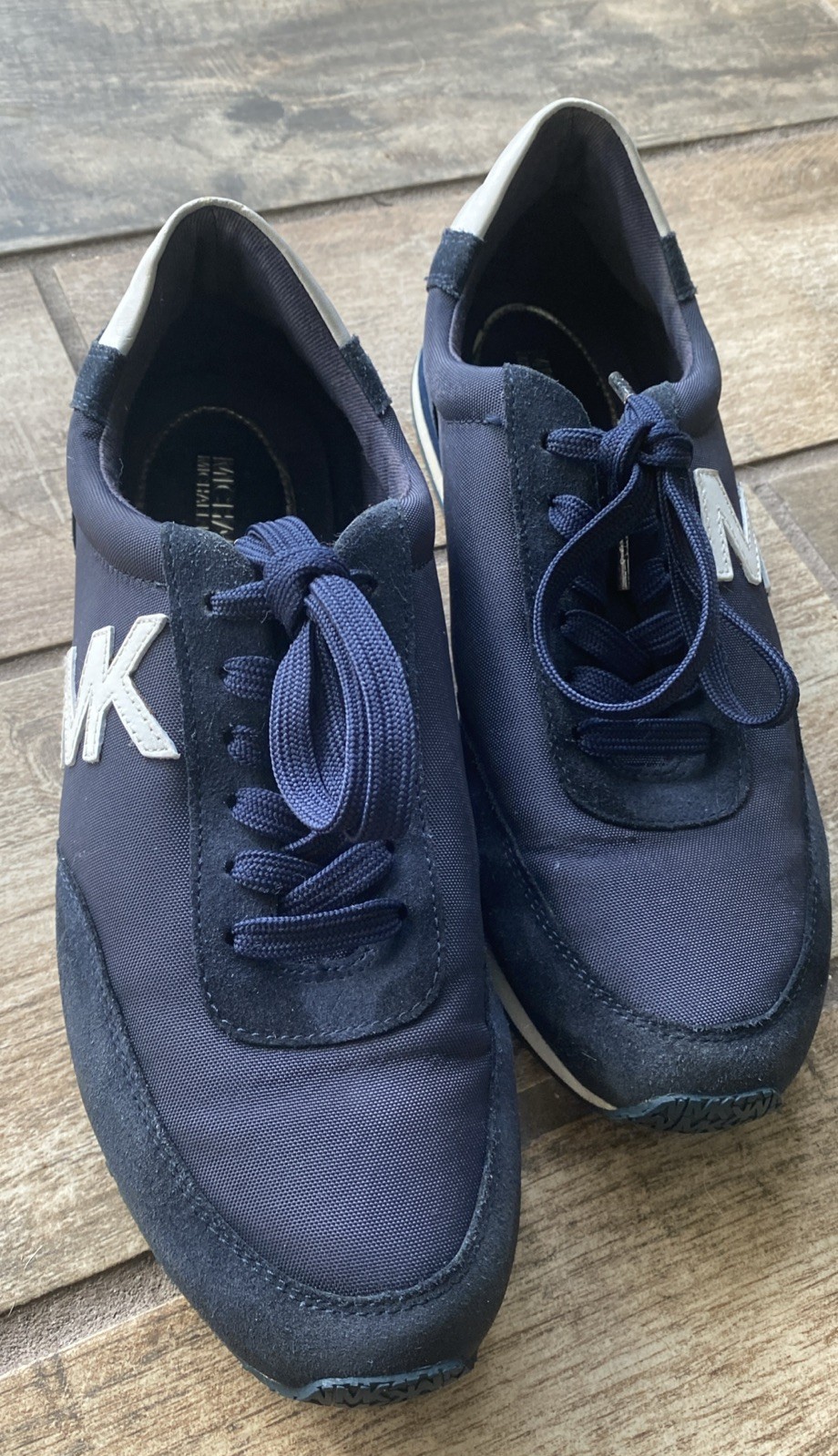 Michael Kors Women Suede Navy Blue /White Sneakers Casual Tennis Shoes Sz 8.5M