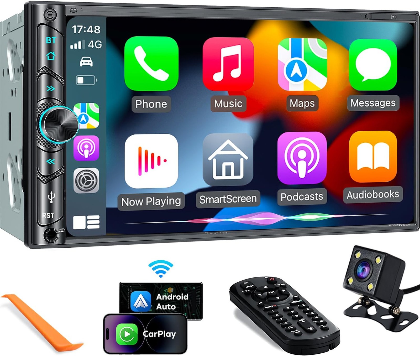 Upgrade Wireless Double Din Car Stereo with Carplay, Android Auto, Bluetooth,...