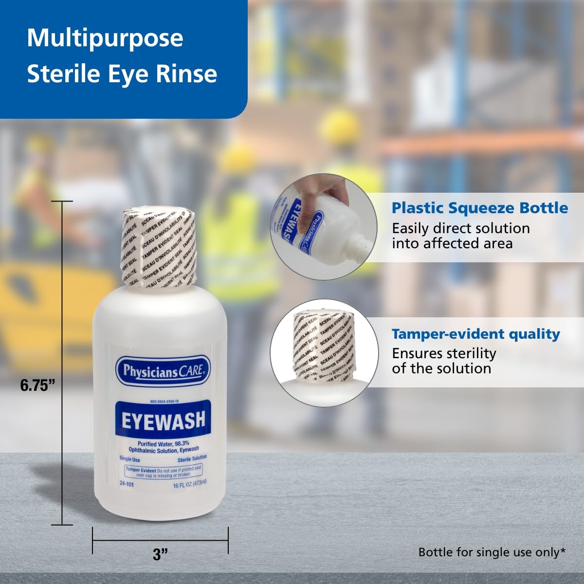 Eye Wash Solution, Sterile Isotonic Buffered Solution for Flushing & Irrigati...