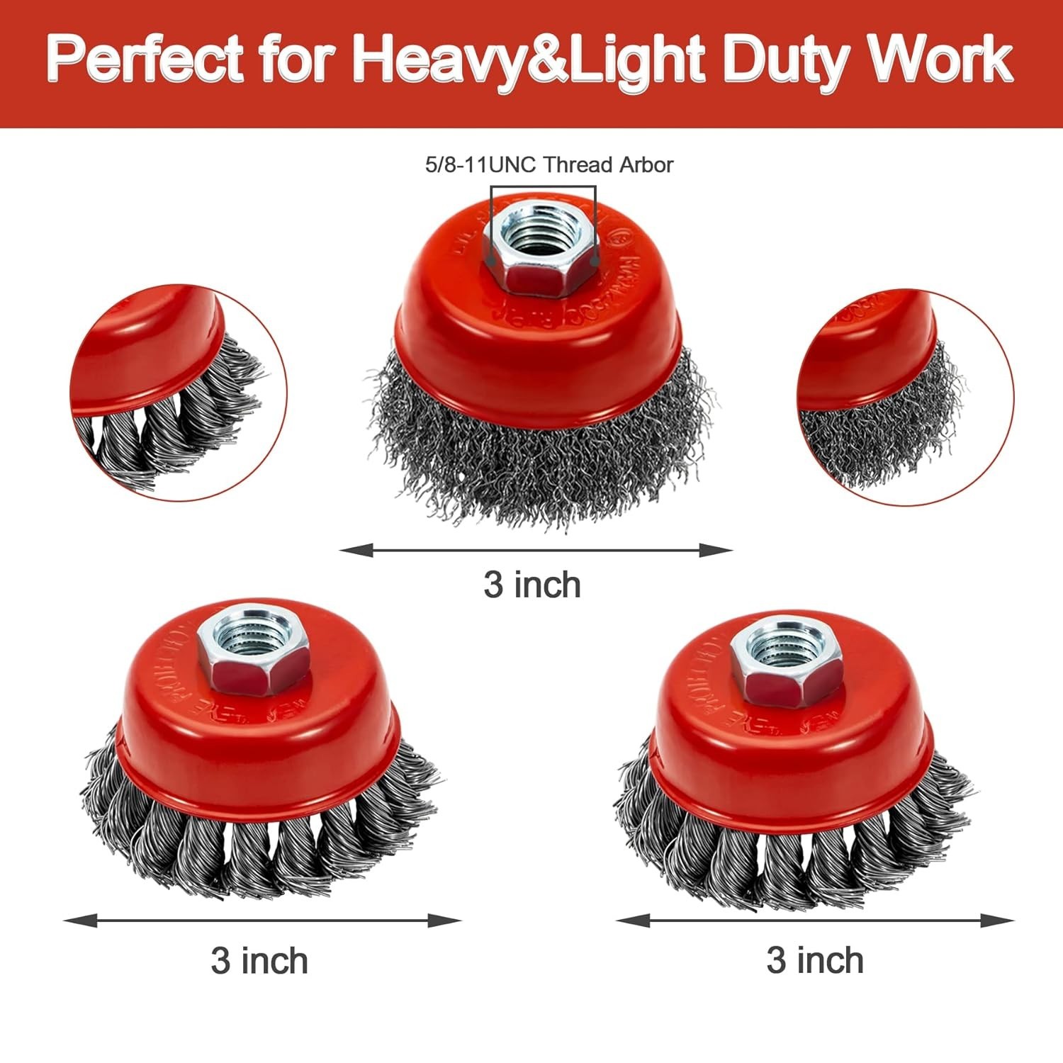 8-Piece Angle Grinder Wire Wheel Set - 4" & 3" Coarse Brushes for Rust Removal