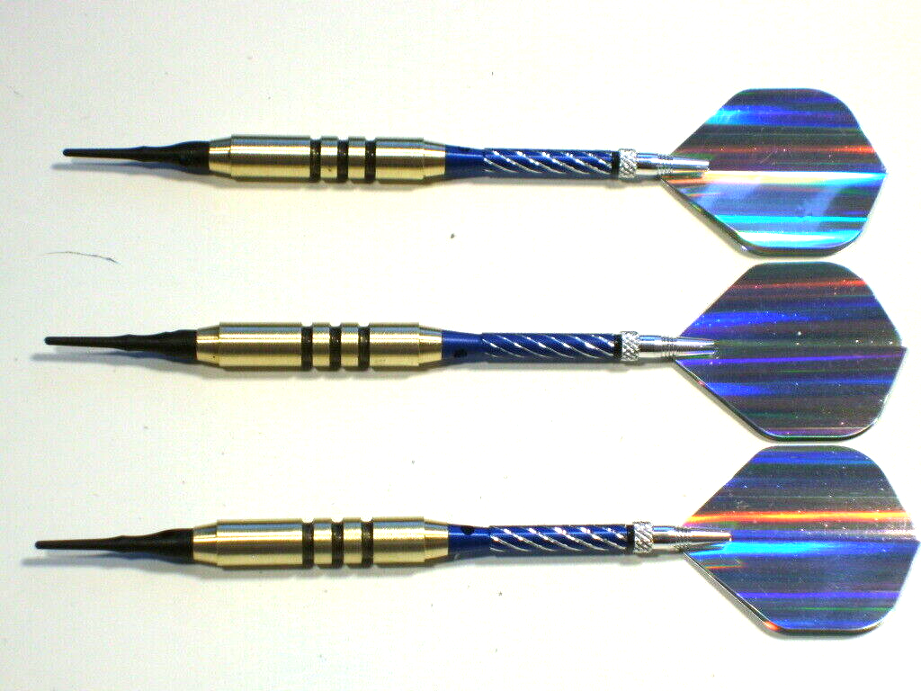 Soft Tip Darts Used, 15 Gram Brass with New Alum Spin Shafts and Flights #2656