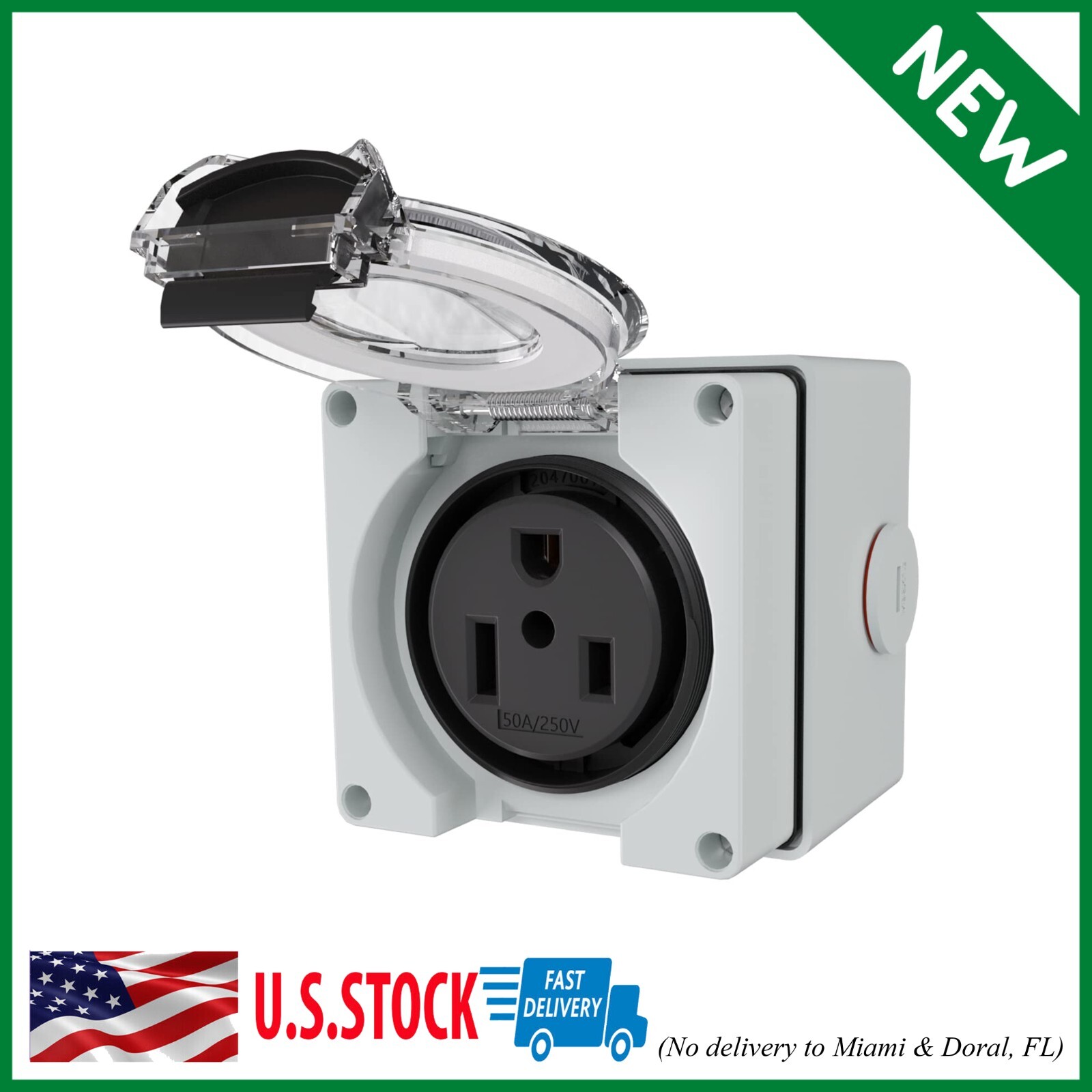 STARELO 50Amp Power Outlet Box,NEMA 6-50R Receptacle,250Volt Heavy-Duty Outdoor
