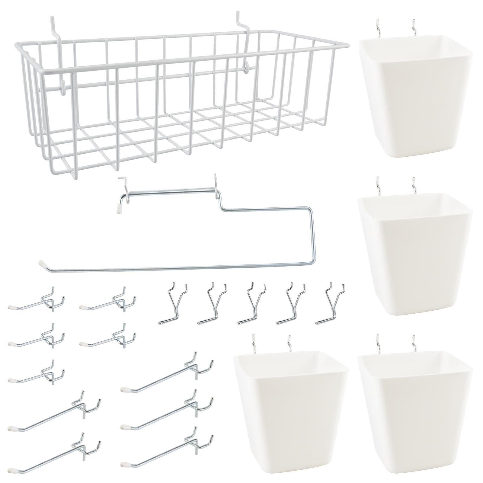 G.CORE Peg Board Organizer 21 Pack, Pegboard Multi-size, White &