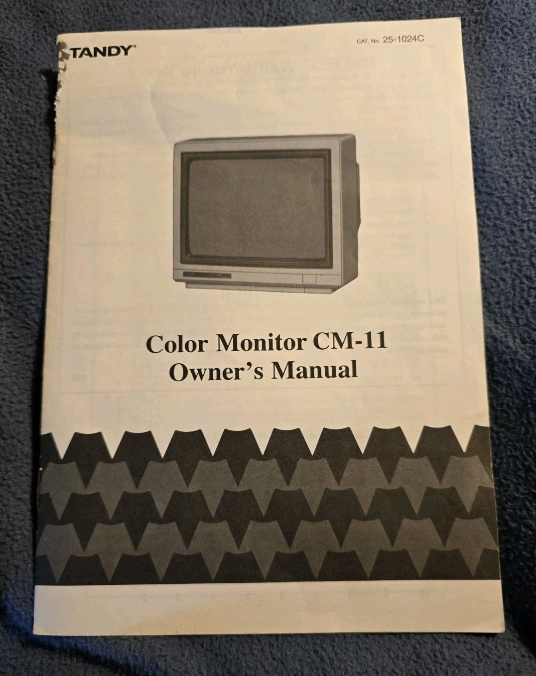 Original 1987 Tandy CM-11 Color Monitor Owner's Manual Only Radio Shack 25-1024C